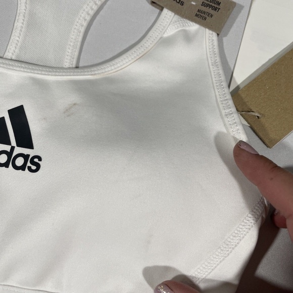 NWD Adidas [ XS‎ ] Don't Rest Alphaskin Racerback Sports Bra White - Picture 6 of 12